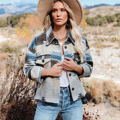 Boho Vintage Denim Print Jacket Jackets - The Burner Shop