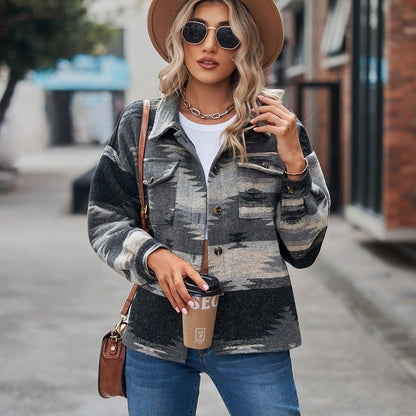 Boho Vintage Denim Print Jacket Jackets - The Burner Shop
