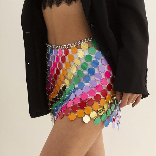 Colorful Sequins Mini Skirts Skirts - The Burner Shop