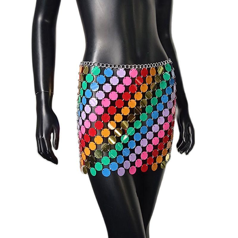Colorful Sequins Mini Skirts Skirts - The Burner Shop