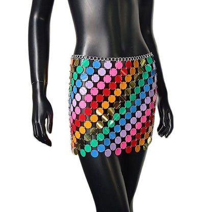 Colorful Sequins Mini Skirts Skirts - The Burner Shop