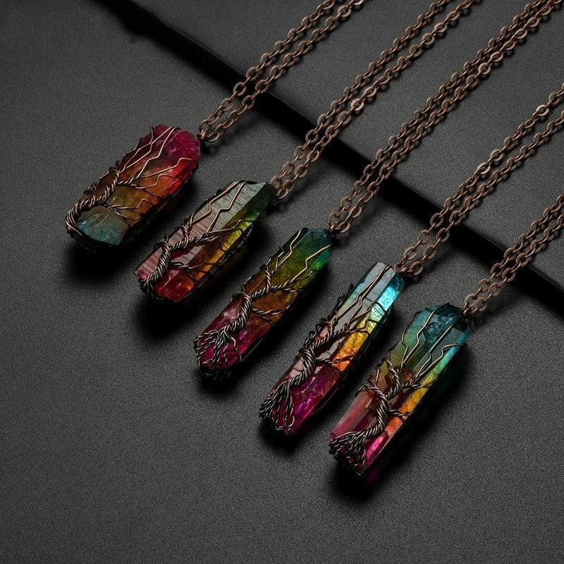 Copper Wire with Natural Stone Pendants Necklaces - The Burner Shop