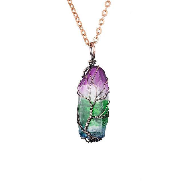 Copper Wire with Natural Stone Pendants Necklaces - The Burner Shop