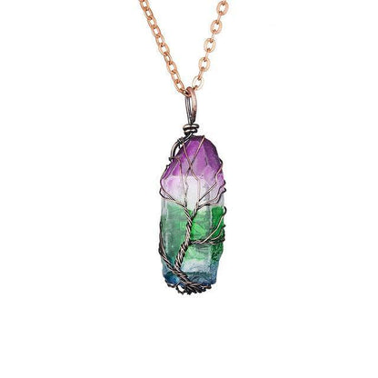 Copper Wire with Natural Stone Pendants Necklaces - The Burner Shop