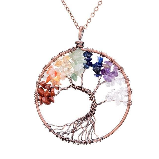Copper Wire with Natural Stone Pendants Necklaces - The Burner Shop