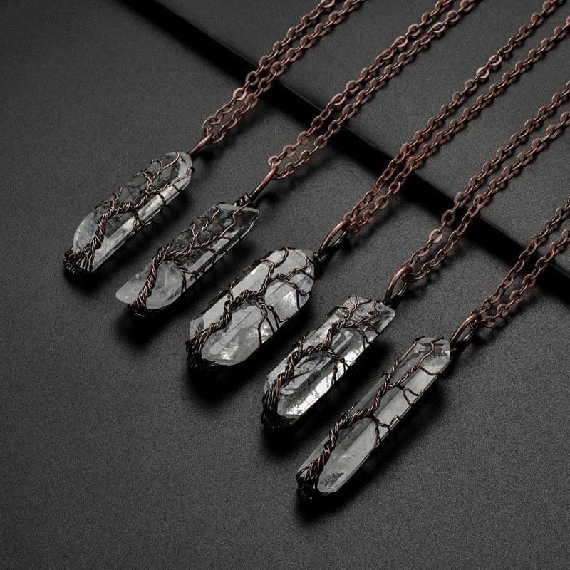 Copper Wire with Natural Stone Pendants Necklaces - The Burner Shop