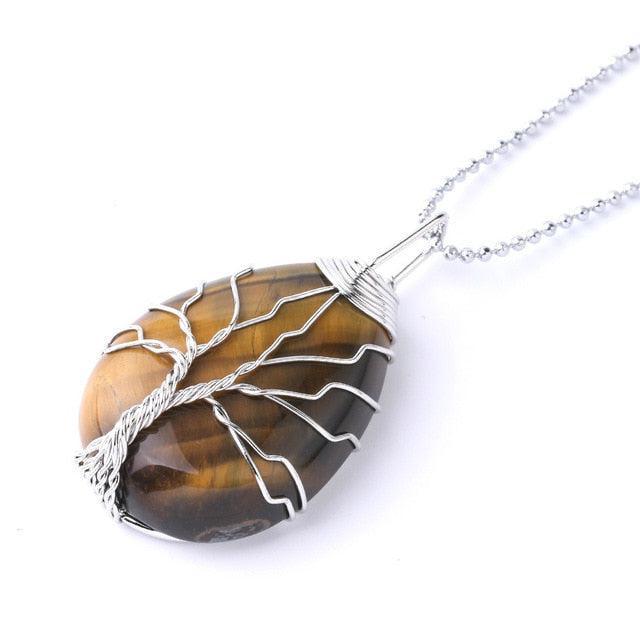 Copper Wire with Natural Stone Pendants Necklaces - The Burner Shop