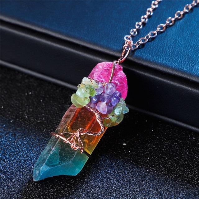 Copper Wire with Natural Stone Pendants Necklaces - The Burner Shop