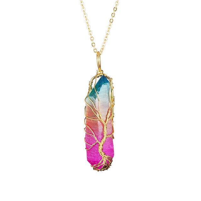 Copper Wire with Natural Stone Pendants Necklaces - The Burner Shop