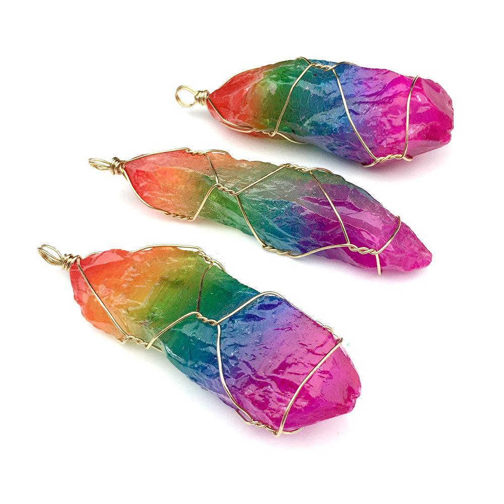 Copper Wire with Natural Stone Pendants Necklaces - The Burner Shop