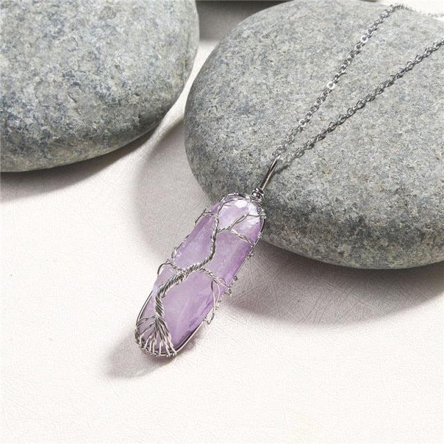 Copper Wire with Natural Stone Pendants Necklaces - The Burner Shop