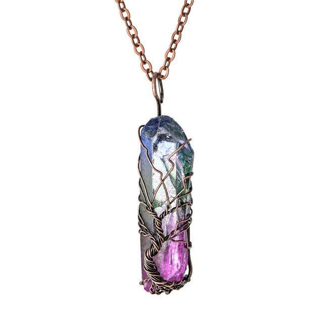 Copper Wire with Natural Stone Pendants Necklaces - The Burner Shop