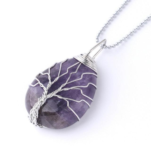 Copper Wire with Natural Stone Pendants Necklaces - The Burner Shop