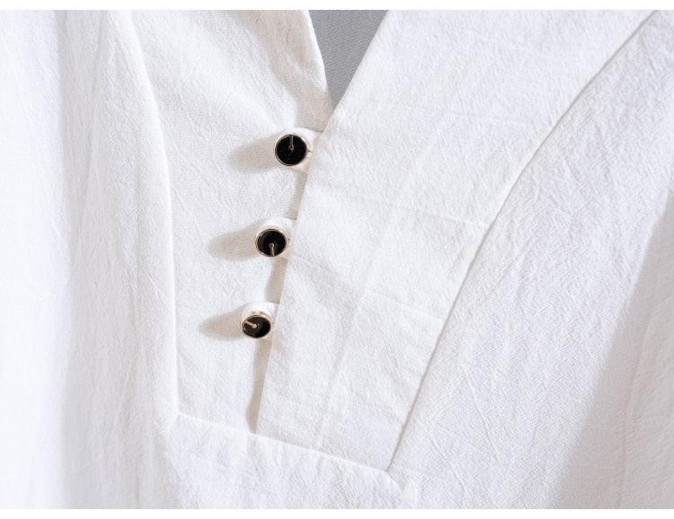 Cotton and Linen Short Sleeve T-shirt & Pant Set Shirts - The Burner Shop