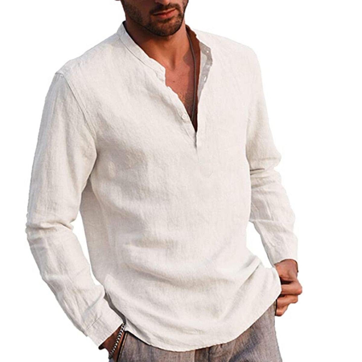 Cotton Stand Collar Shirt Shirts - The Burner Shop