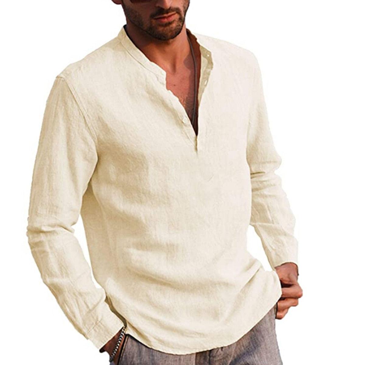 Cotton Stand Collar Shirt Shirts - The Burner Shop