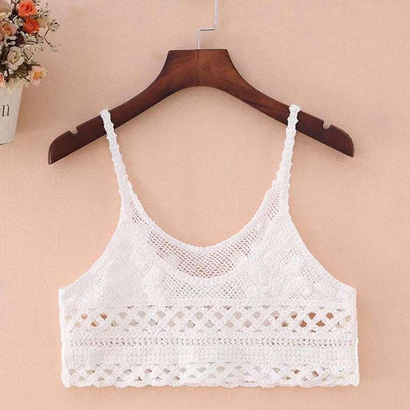 Crochet Tassel Halter Neck Crop Top Tops - The Burner Shop