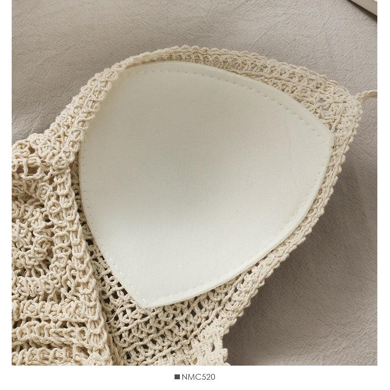 Crochet Tassel Halter Neck Crop Top Tops - The Burner Shop