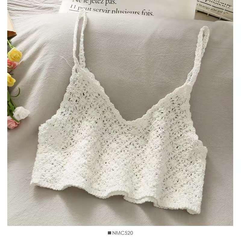 Crochet Tassel Halter Neck Crop Top Tops - The Burner Shop