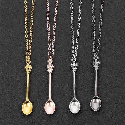 Crown Mini Tea Spoon Pendant Necklaces - The Burner Shop