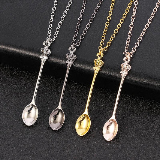 Crown Mini Tea Spoon Pendant Necklaces - The Burner Shop