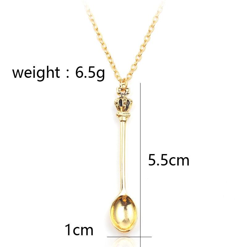 Crown Mini Tea Spoon Pendant Necklaces - The Burner Shop