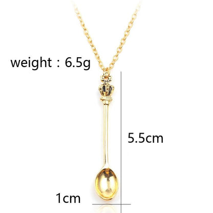 Crown Mini Tea Spoon Pendant Necklaces - The Burner Shop