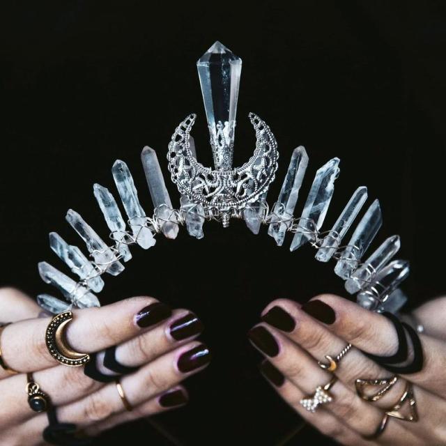 Crystal Moon Crown Headpiece Headbands - The Burner Shop