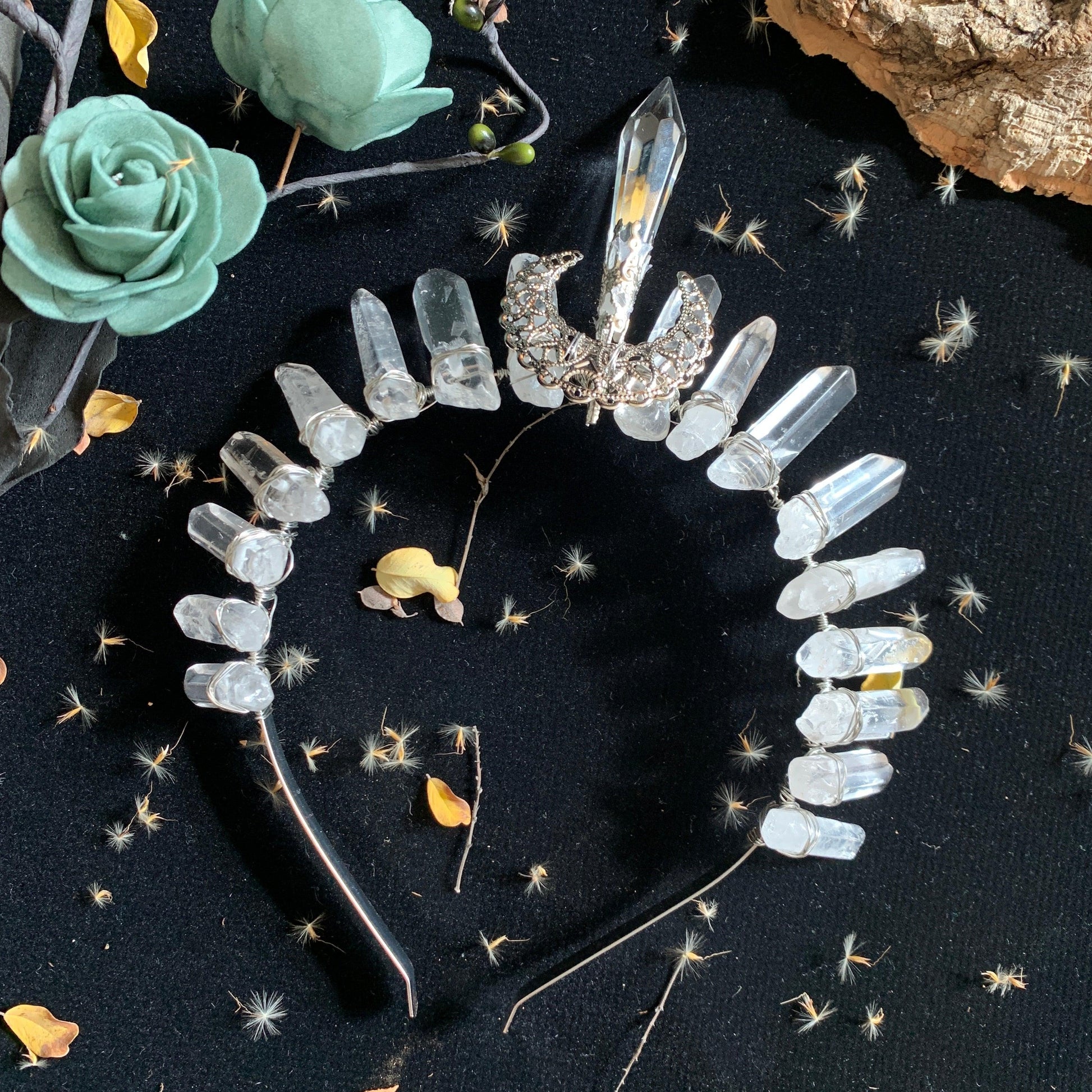 Crystal Moon Crown Headpiece Headbands - The Burner Shop