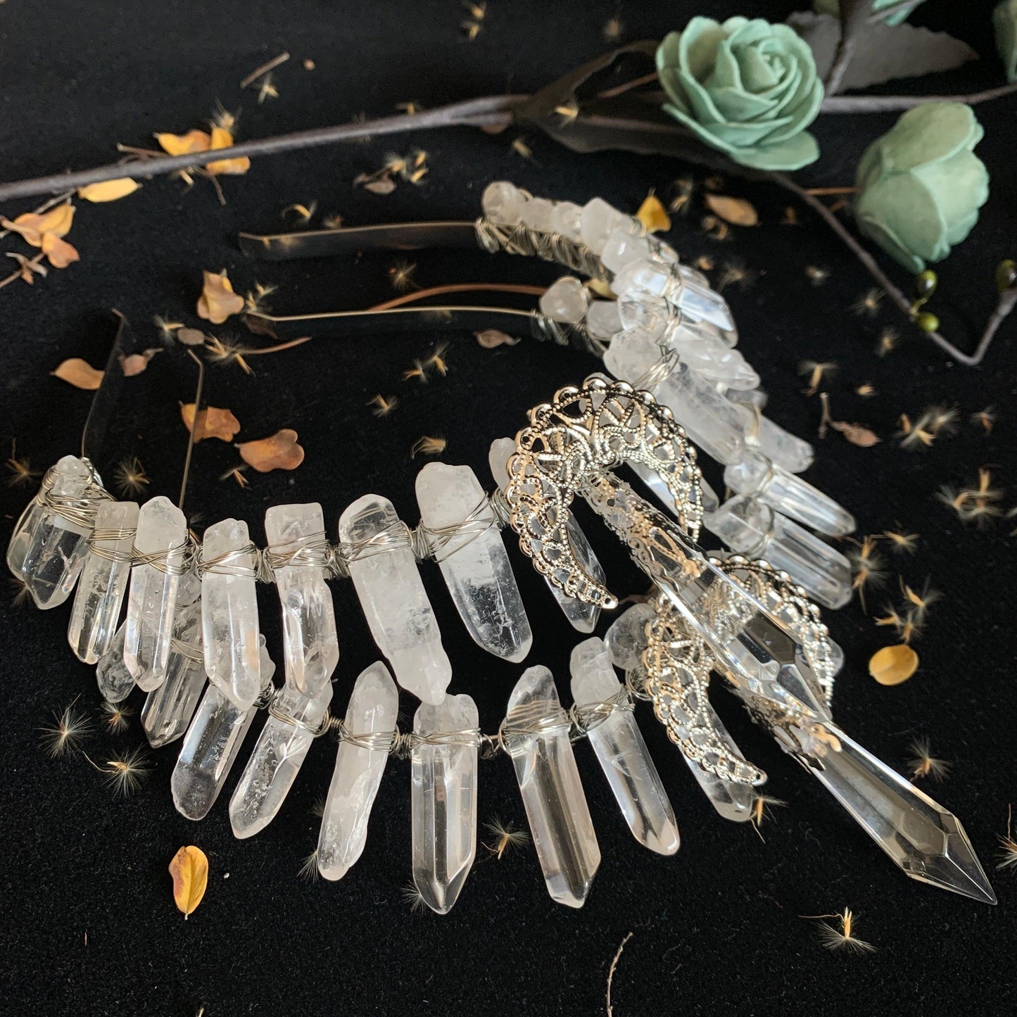 Crystal Moon Crown Headpiece Headbands - The Burner Shop