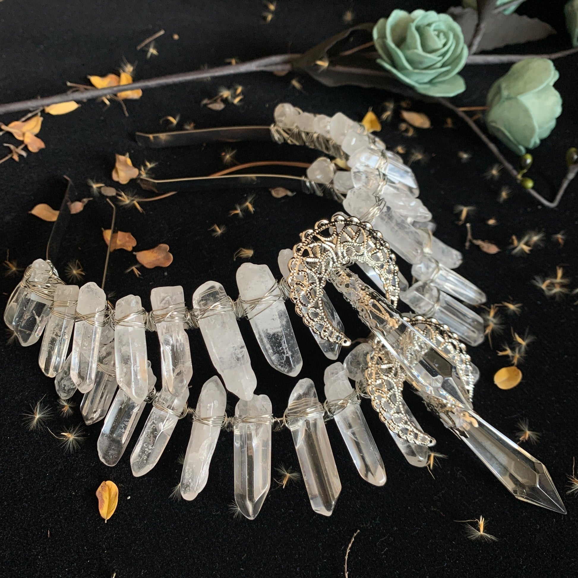 Crystal Moon Crown Headpiece Headbands - The Burner Shop