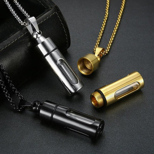Cylinder Bottle Pendant Necklaces - The Burner Shop