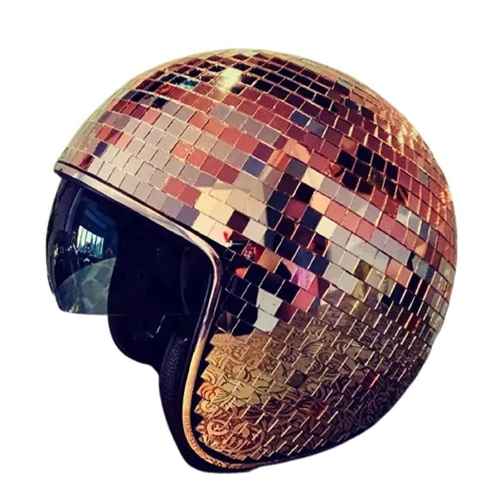 ball helmet motorcycle Disco Ball Helmet Party Decoration Disco Ball Helmet Glitter Glass Disco Ball Cap Disco Ball Helmet With Retractable Visor Disco Ball Cowboy Hat