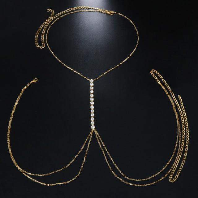 Evil Eye Rhinestone Bra Chain Bikini Body Jewelry - The Burner Shop