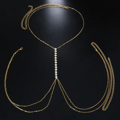 Evil Eye Rhinestone Bra Chain Bikini Body Jewelry - The Burner Shop
