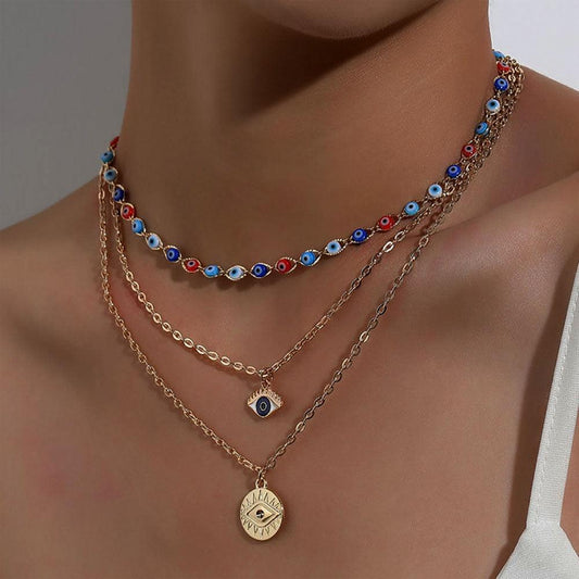 Evil Eyes Multilayer Necklaces Necklaces - The Burner Shop