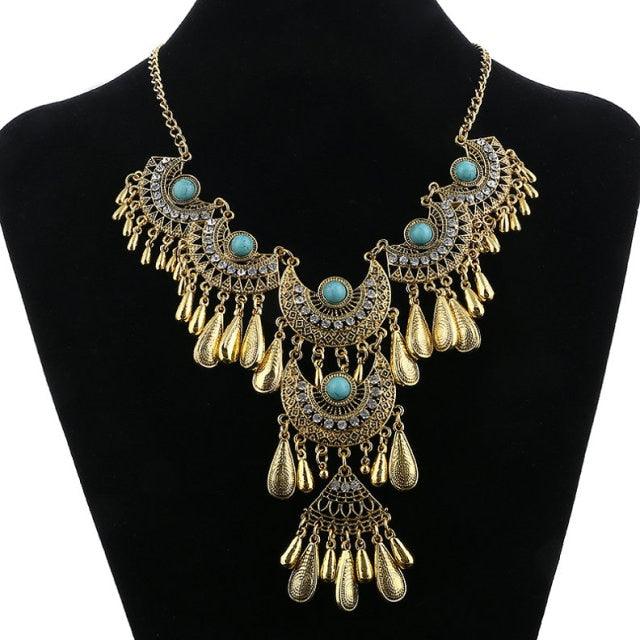 Femme Bijoux Bohemian Vintage Beads Drop Tassel Necklace Necklaces - The Burner Shop