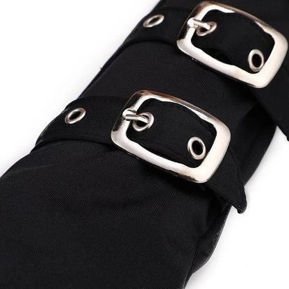 Fingerless Eyelet Ribbon Elbow Gloves Gloves - The Burner Shop