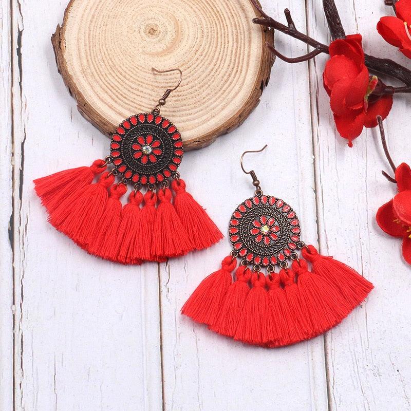 Fringed Boho Drop Tassel Earrings Earrings - The Burner Shop
