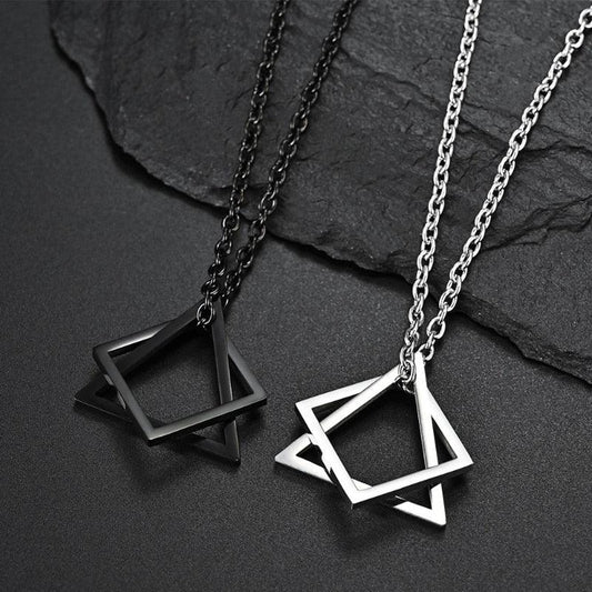 Geometry Interlocking Square / Triangle Pendant Necklace Necklaces - The Burner Shop