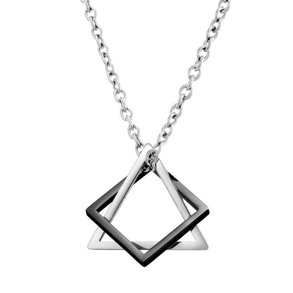 Geometry Interlocking Square / Triangle Pendant Necklace Necklaces - The Burner Shop