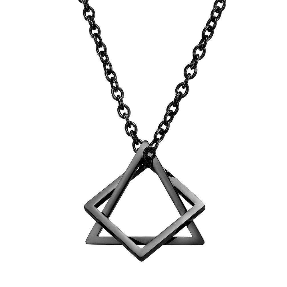 Geometry Interlocking Square / Triangle Pendant Necklace Necklaces - The Burner Shop