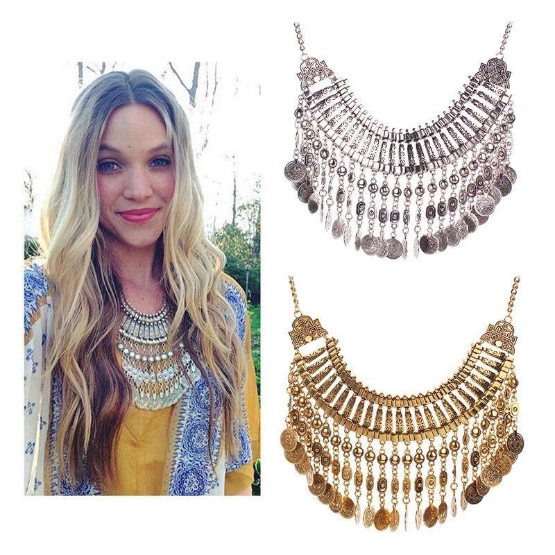Gold Coin Long Chain Tassel Necklace Necklaces - The Burner Shop