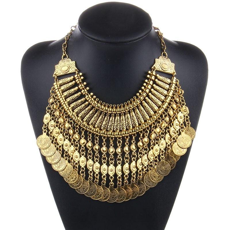 Gold Coin Long Chain Tassel Necklace Necklaces - The Burner Shop