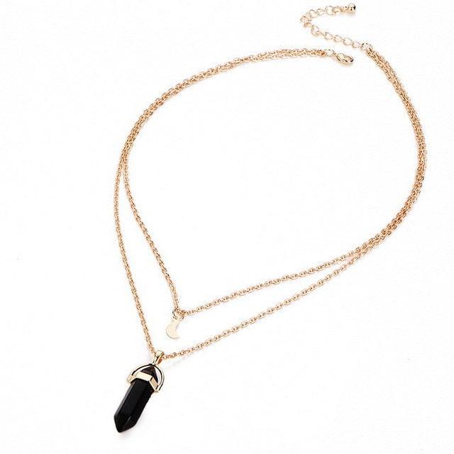 Gold Necklace with Natural Stone Pendant Necklaces - The Burner Shop