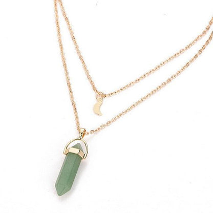 Gold Necklace with Natural Stone Pendant Necklaces - The Burner Shop