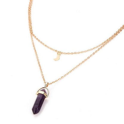 Gold Necklace with Natural Stone Pendant Necklaces - The Burner Shop