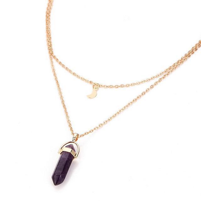 Gold Necklace with Natural Stone Pendant Necklaces - The Burner Shop