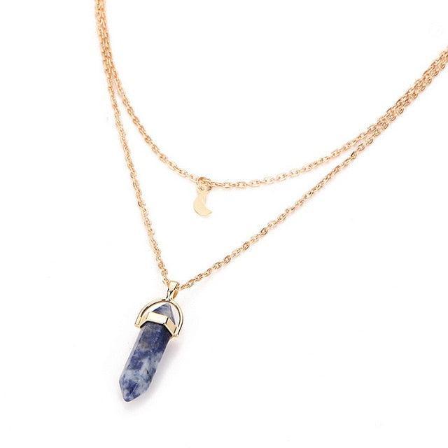 Gold Necklace with Natural Stone Pendant Necklaces - The Burner Shop