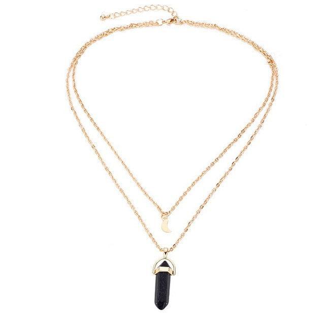 Gold Necklace with Natural Stone Pendant Necklaces - The Burner Shop